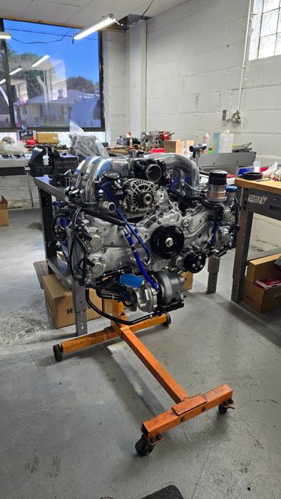 Built Subaru engine on a stand
