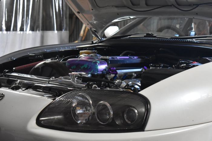 Close-up of the Supra engine bay